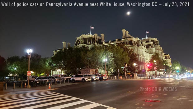 Wall of police cars in Washington DC
